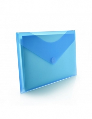 Mapa plastic Office box A4+, prindere tip arici, in V, albastru